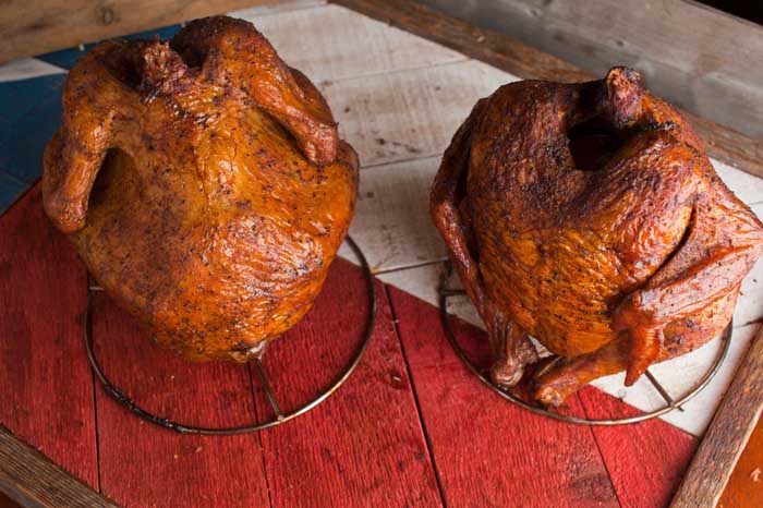 barbecue glazed beer can chicken