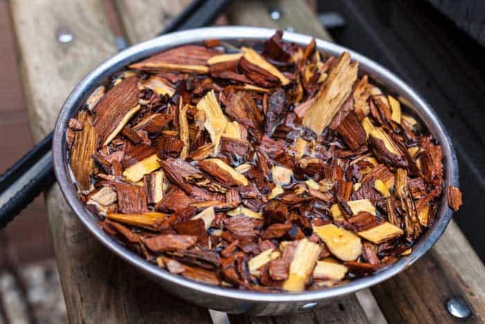 wood chips soaking in bowl
