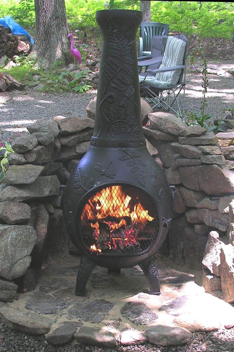 Blue Rooster Dragonfly Cast Aluminum Chiminea