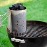 chimney starter on charcoal grill