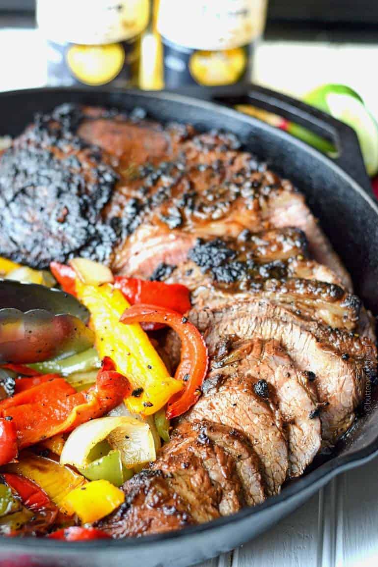 Grilled Tri Tip with Onions & Peppers
