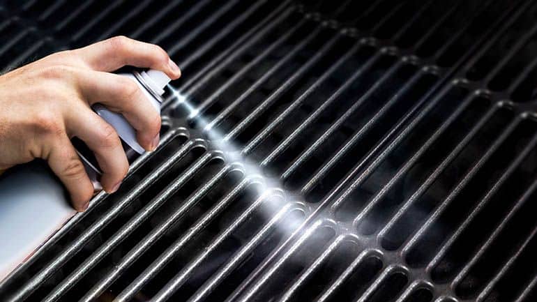 cooking spray on charcoal grates