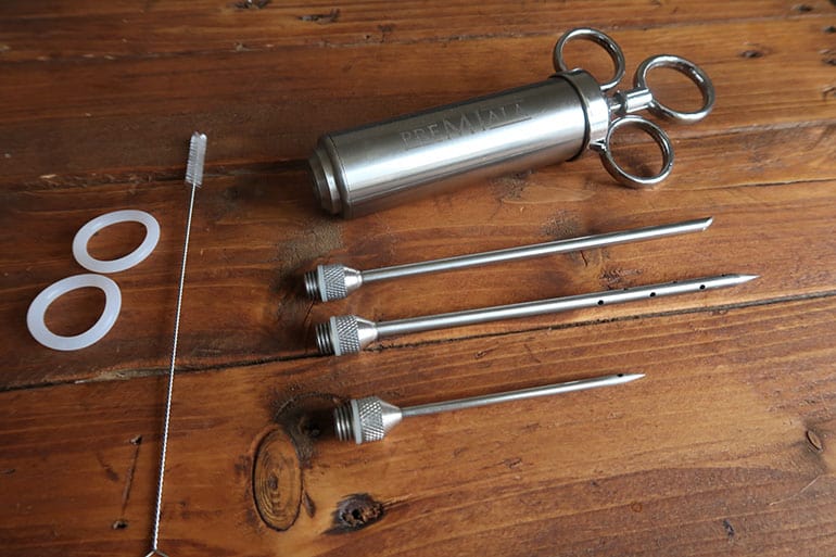 premiala meat injector set with needles and main chamber