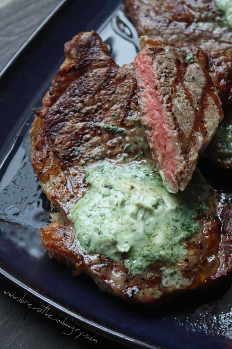 Grilled Ribeye Steaks with Gorgonzola Butter