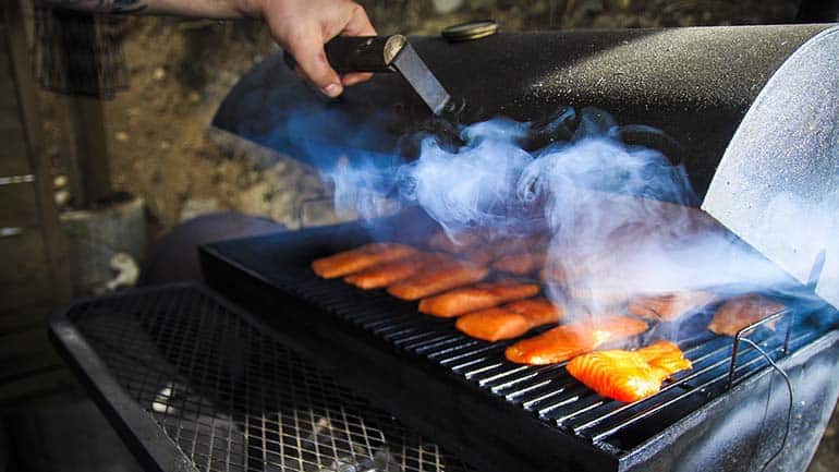 salmon on cold smoke machine