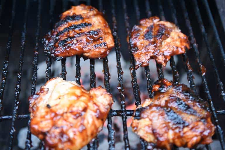 chicken quarters seared on grill