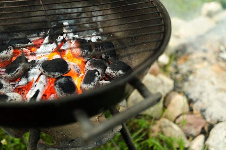 charcoal in portable grill