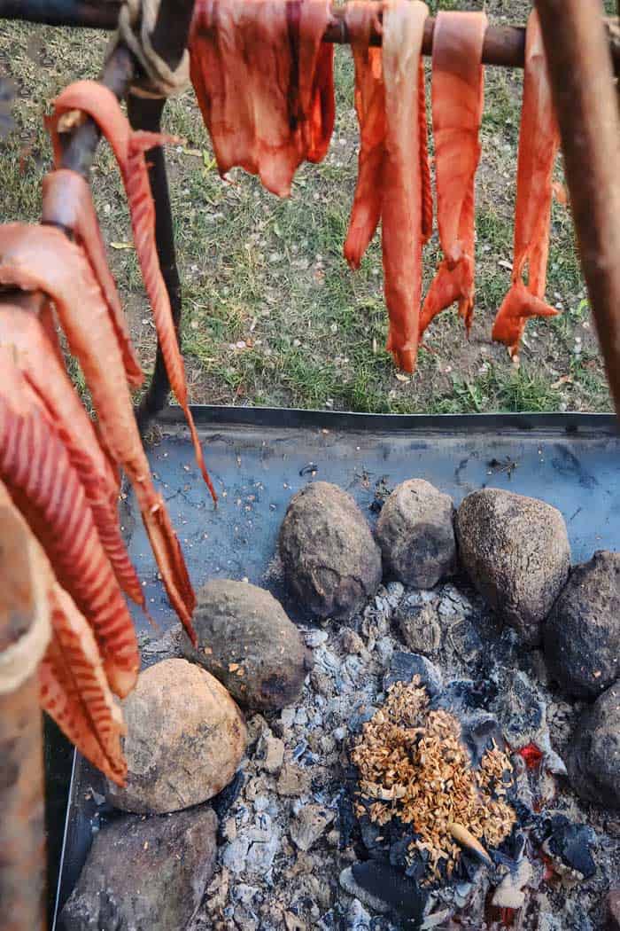 cold smoked salmon hanging over low heat