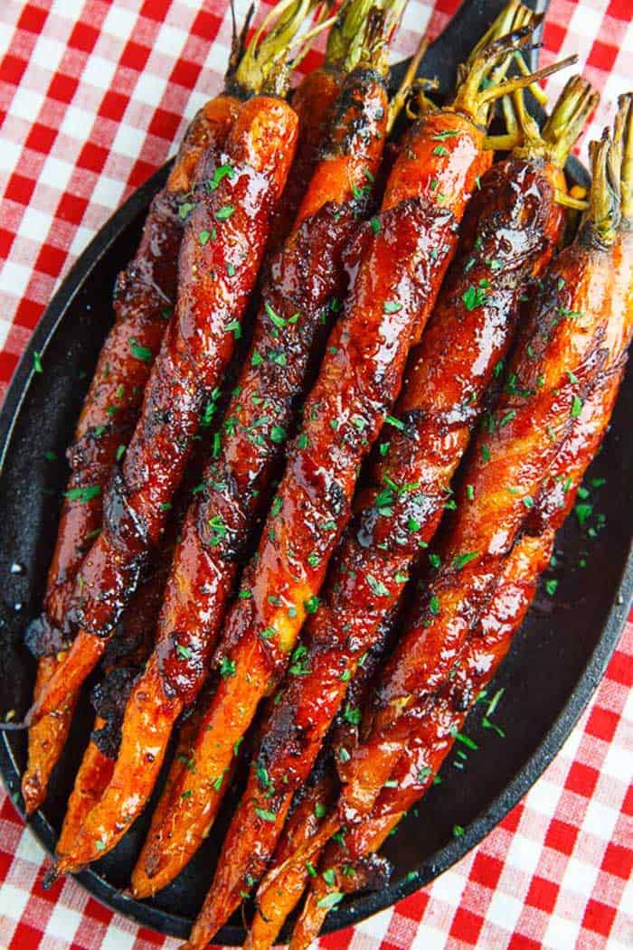 Maple Bacon Wrapped Roasted Carrots