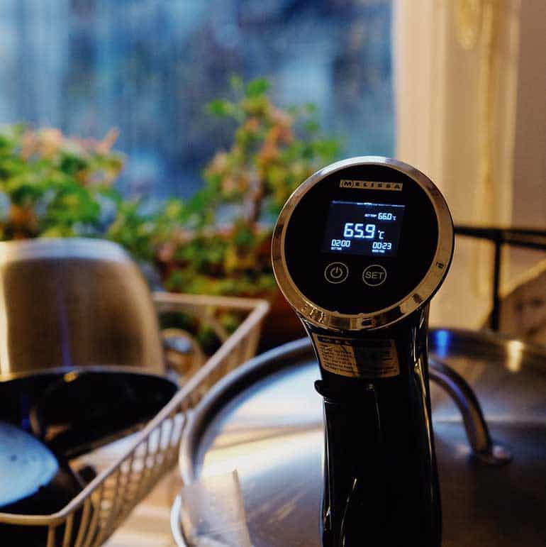 closeup of settings on sous vide machine