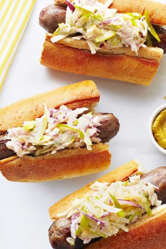 Grilled Sausage and Apple Slaw Subs