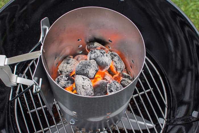 coal embers in charcoal chimney