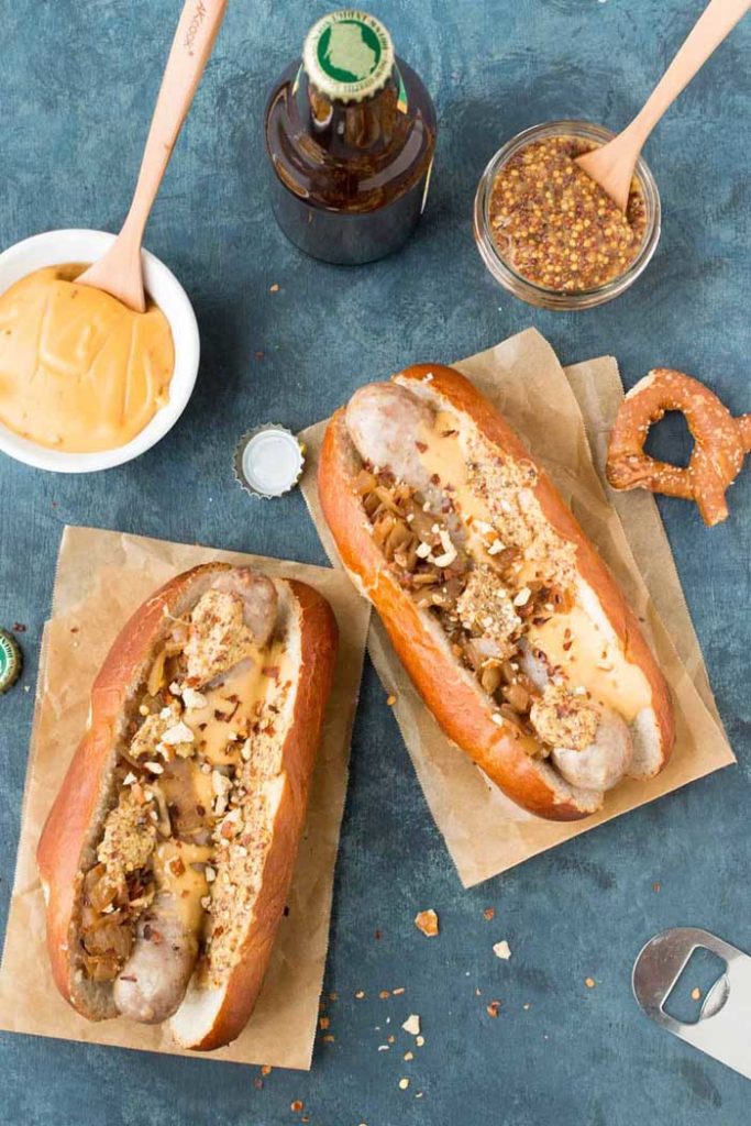 Grilled Beer Brats with Homemade Beer Cheese