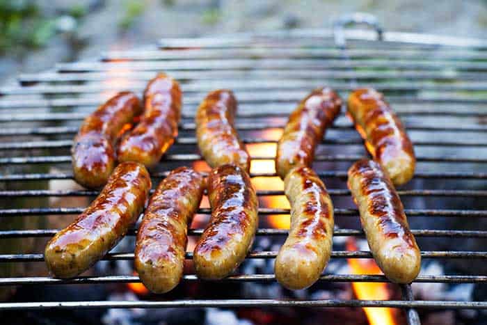 grilled sausage on bbq