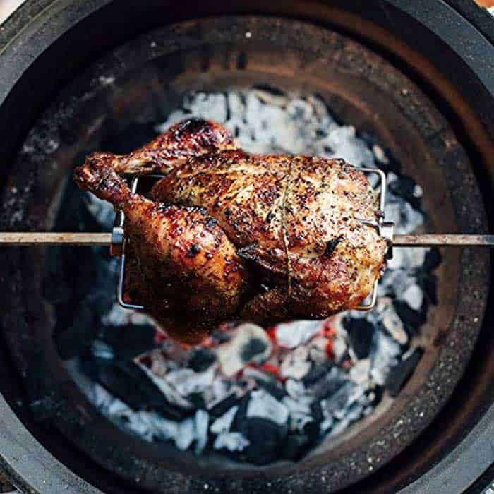 rotisserie smoker cooking turkey chicken