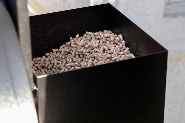 wood pellets filling hopper