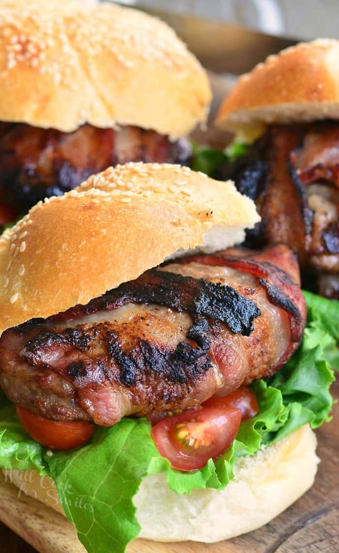 BLT grilled sausage burgers