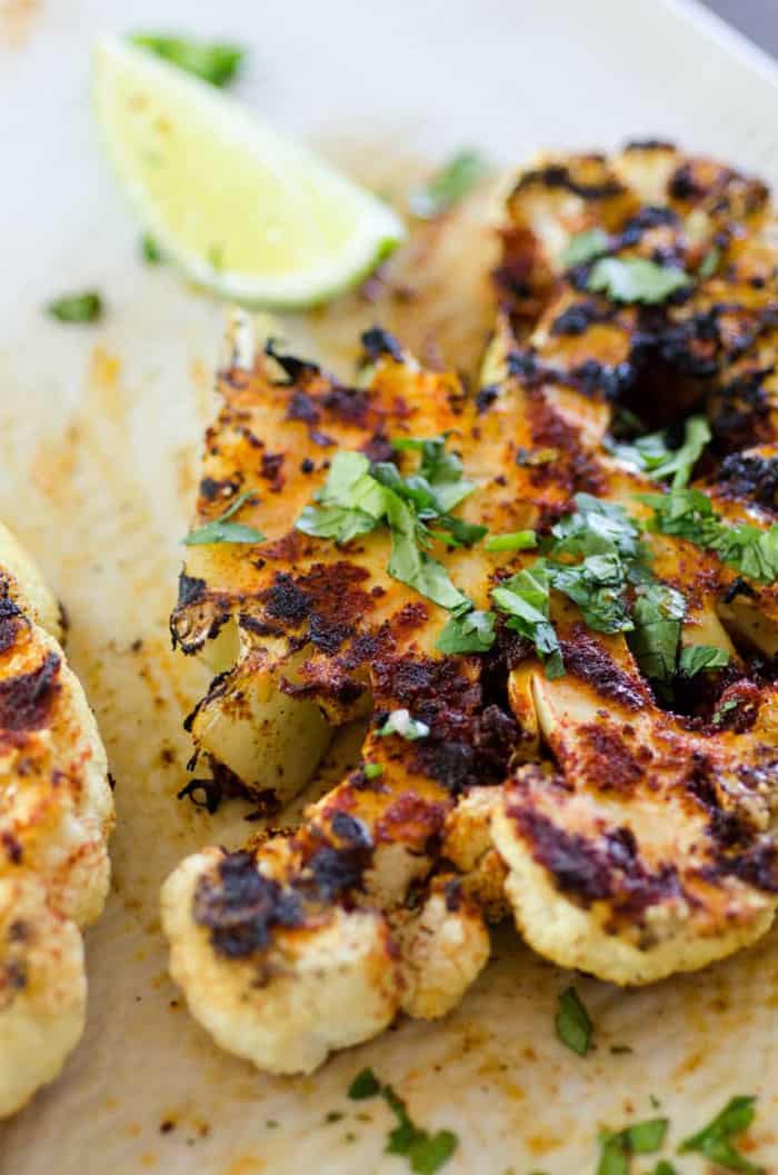 Grilled chipotle lime cauliflower steaks