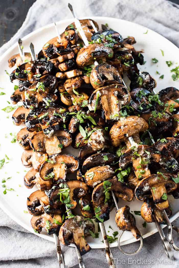 Grilled garlic butter mushrooms