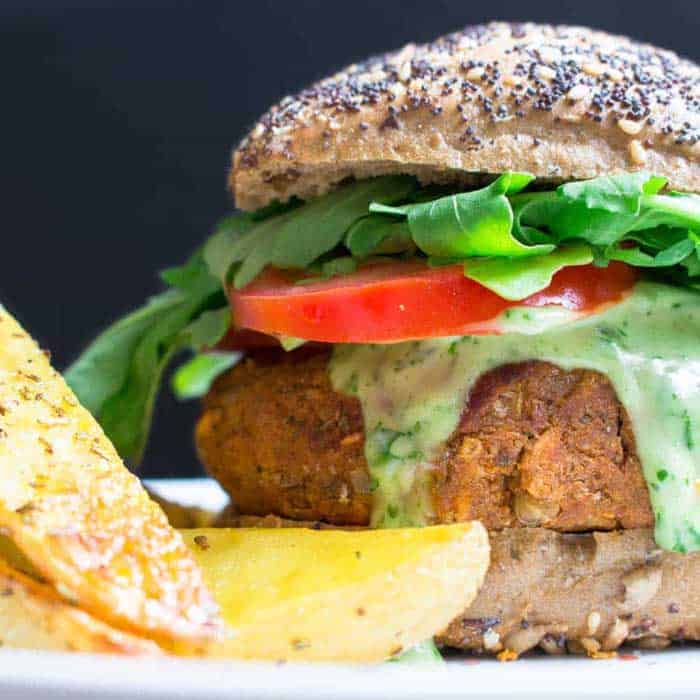 Vegan lentil burger