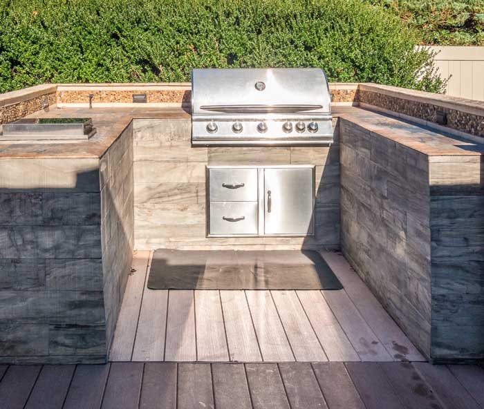 drop in grill placed in diy bbq island