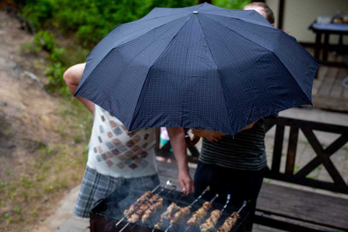 grilling in the rain