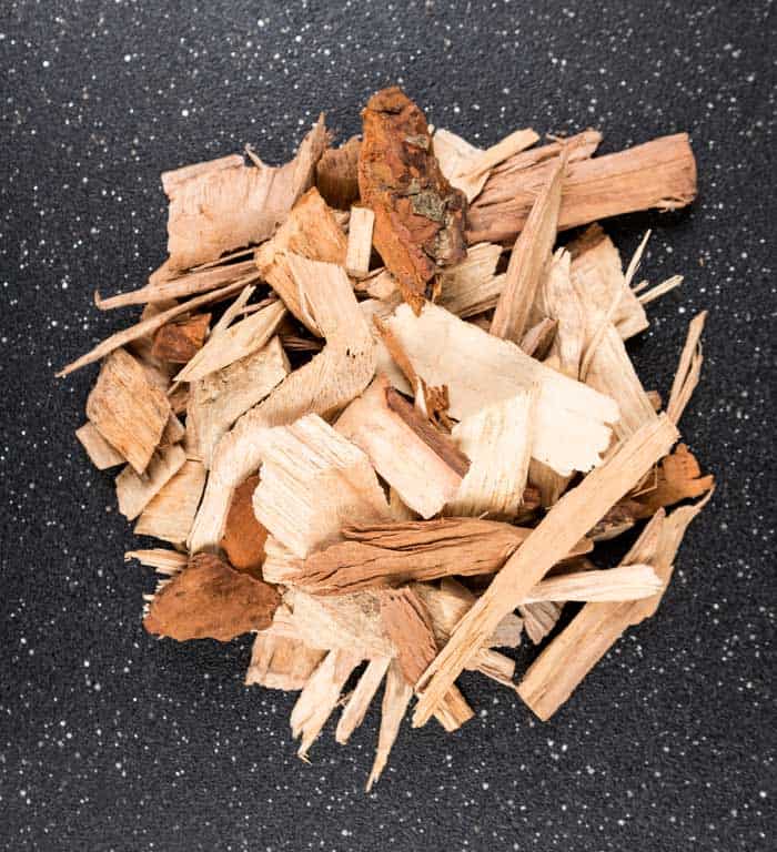 Pile of shredded wood chips for smoking meats