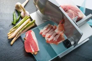 meat sliced through home meat slicer