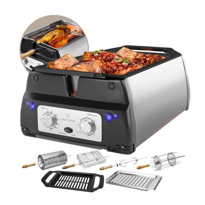 ChefWave Smokeless Indoor Electric Grill & Rotisserie