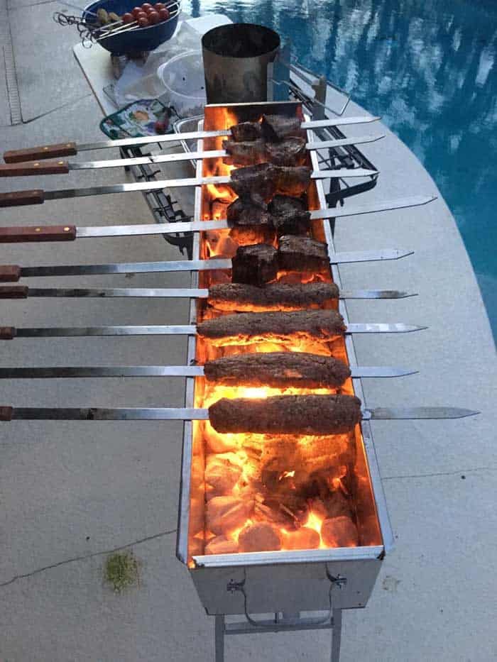 Party Griller with lit coals