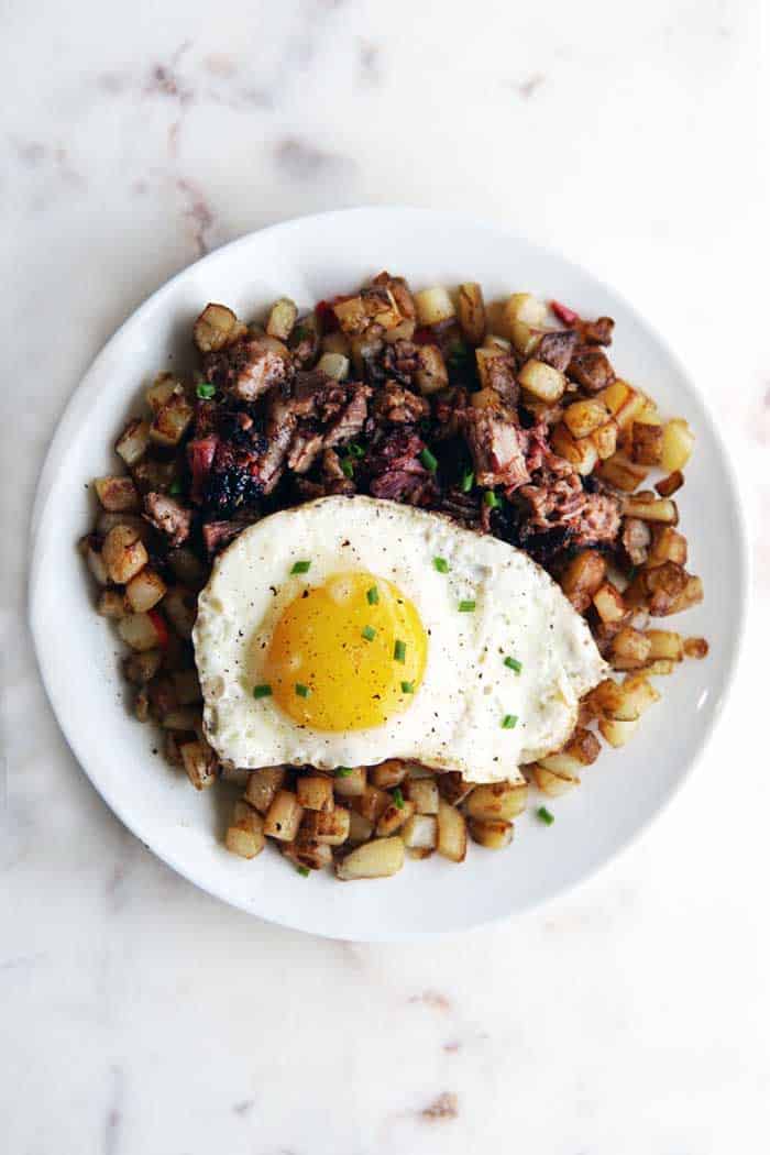 Leftover Brisket Hash and Eggs