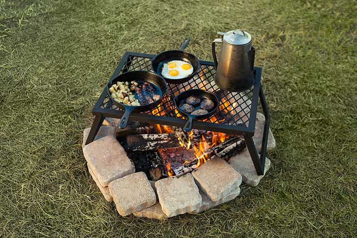 SpitJack Portable Camping grill. Cook Over A Fireplace or Campfire with An All Stainless Steel Cooking Grate and Drip Pan