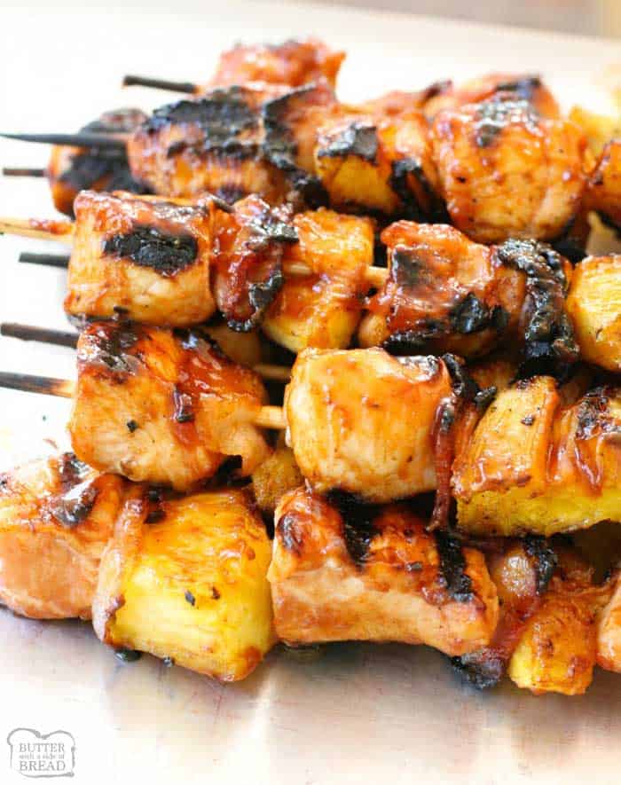 BBQ Chicken Pineapple Kabobs with Bacon
