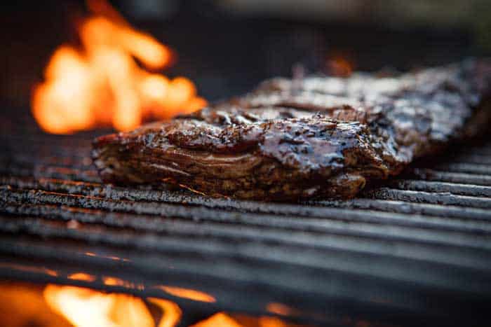 Flank Steak On The Grill With Fire