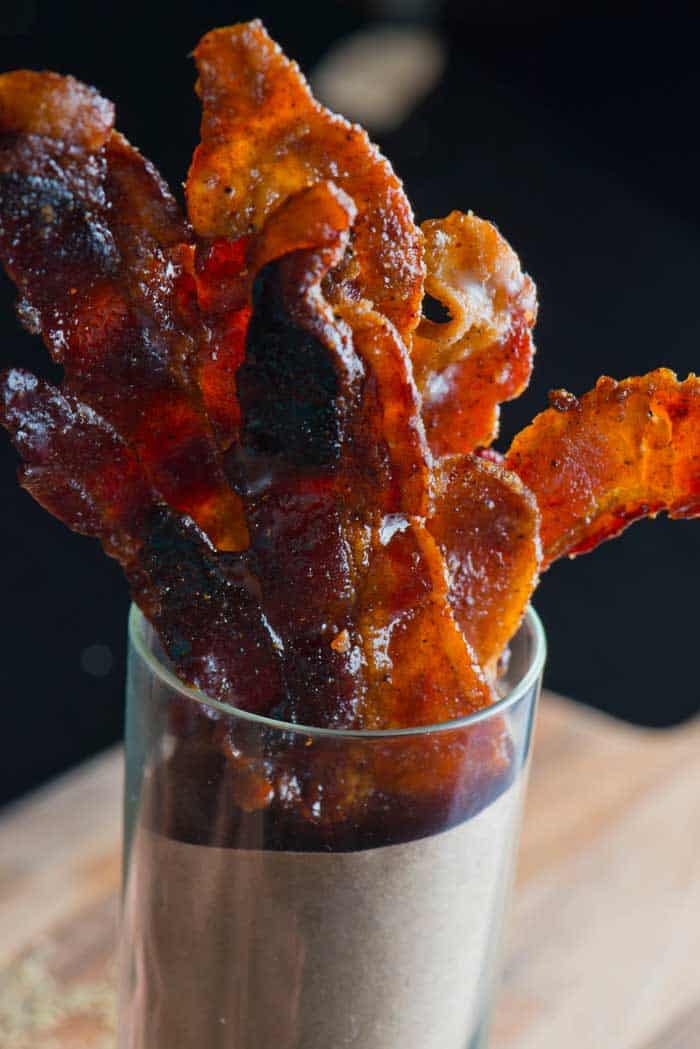 pecan maple syrup smoked bacon in serving pot