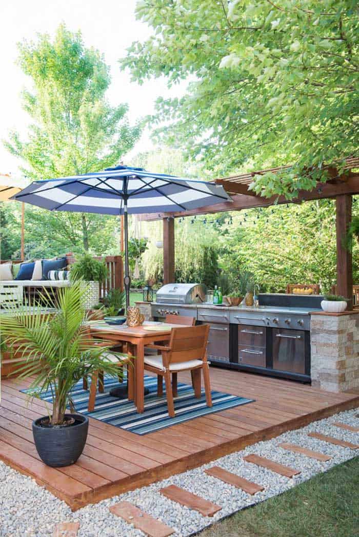 DIY outdoor kitchen with decking