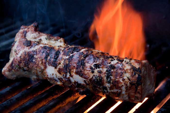 Pork Loin on Barbecue Fire