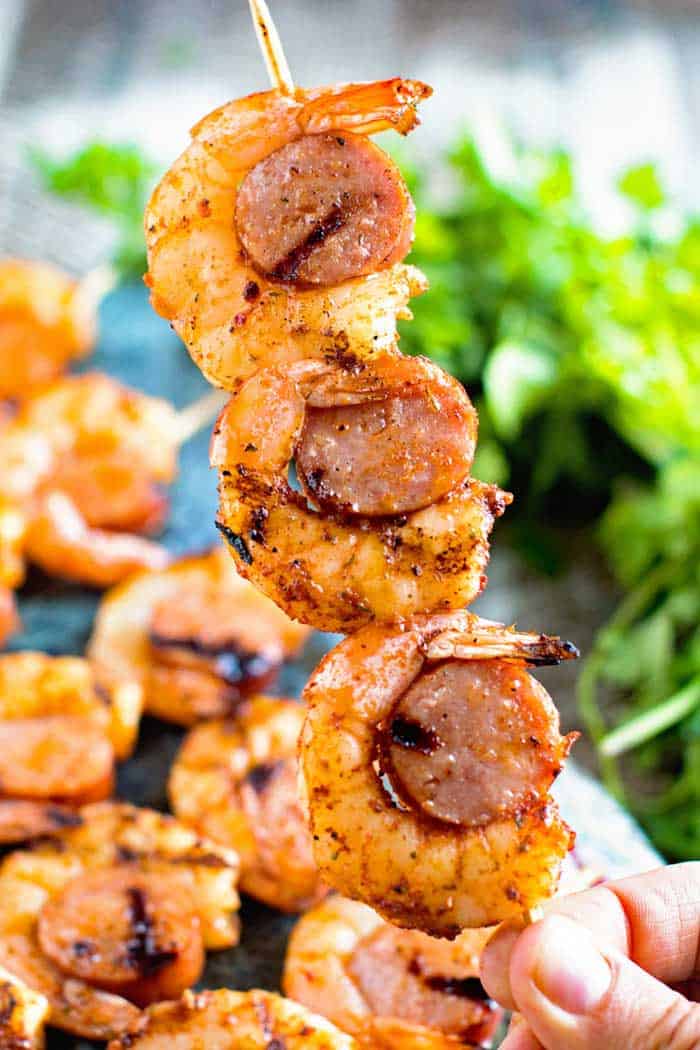 Sausage and Grilled Shrimp Kabobs