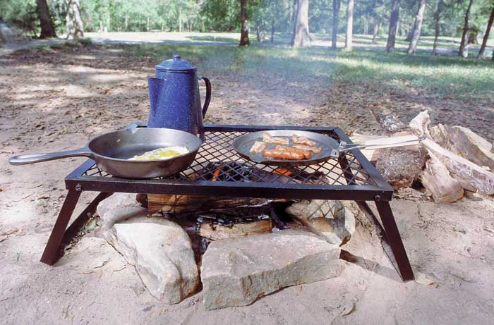 SpitJack Portable Camping grill. Cook Over A Fireplace or Campfire with An All Stainless Steel Cooking Grate and Drip Pan