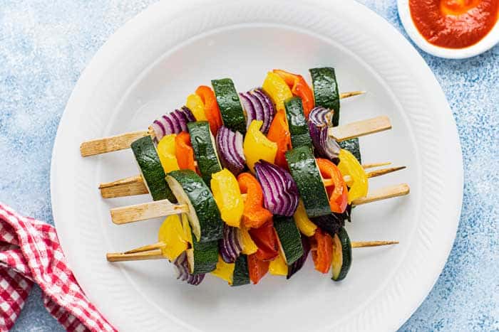 Vegan grilled vegetable skewers