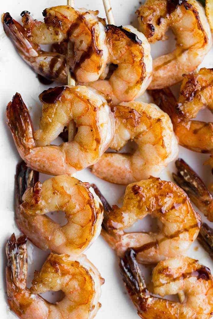 barbecue smoked seafood shrimp skewers