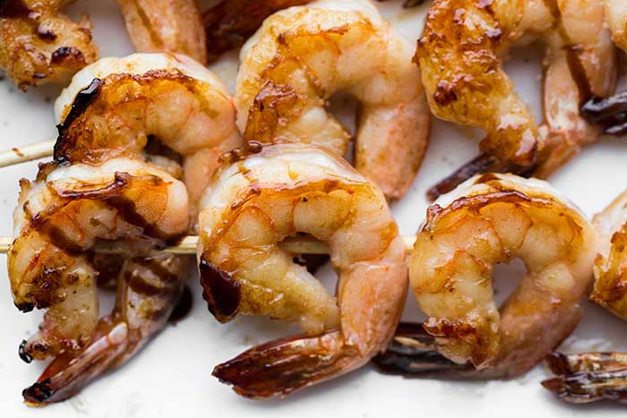 barbecue smoked seafood shrimp skewers