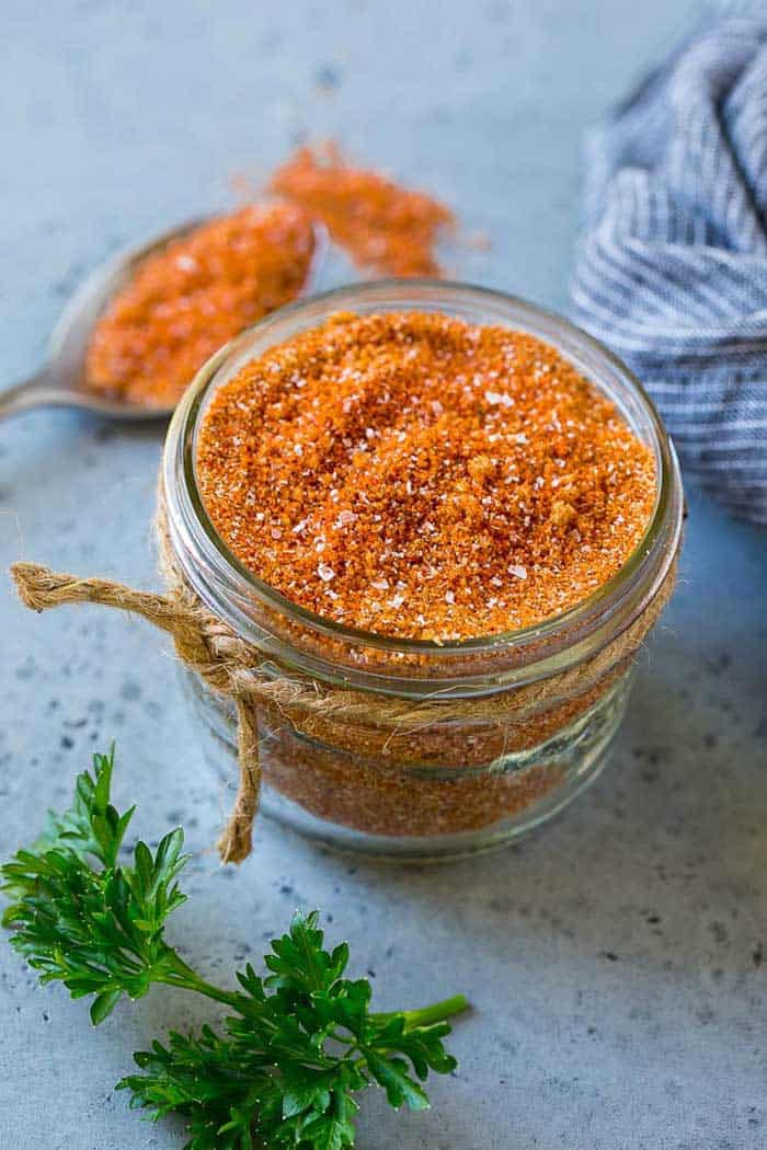 This all purpose BBQ rub is a blend of barbecue spices that pairs perfectly with chicken, pork and beef. It’s great for grilled, roasted or smoked meats and you can even use it on vegetables and potatoes.