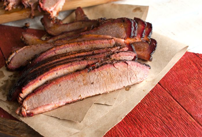 bbq smoked beef brisket slices