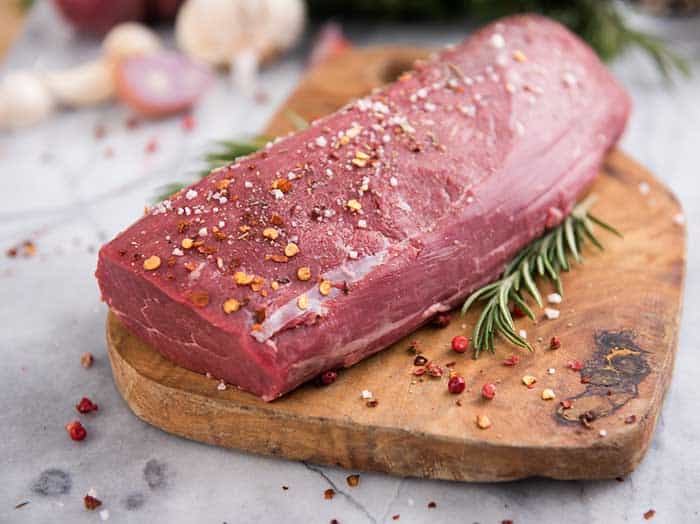 Beef Tenderloin with Salt and Pepper and Fresh Rosemary