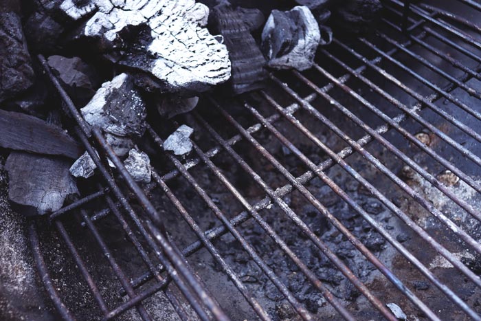 dirty charcoal grill stainless steel grates