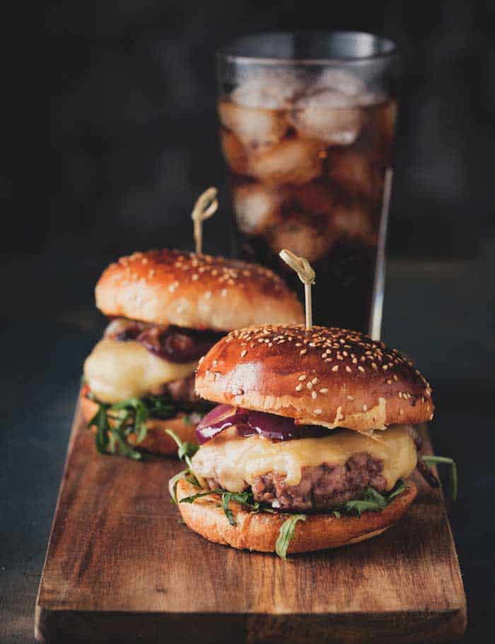 burgers grilled and served in burgers with cheese