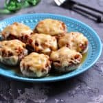 grilled stuffed mushrooms with cheddar cheese and bacon