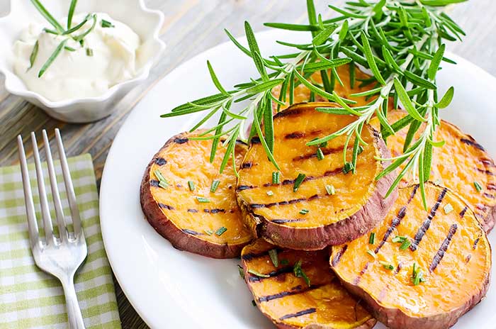 grilled sweet potato slices