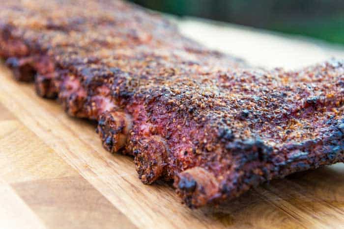 closeup of barbecued venison ribs